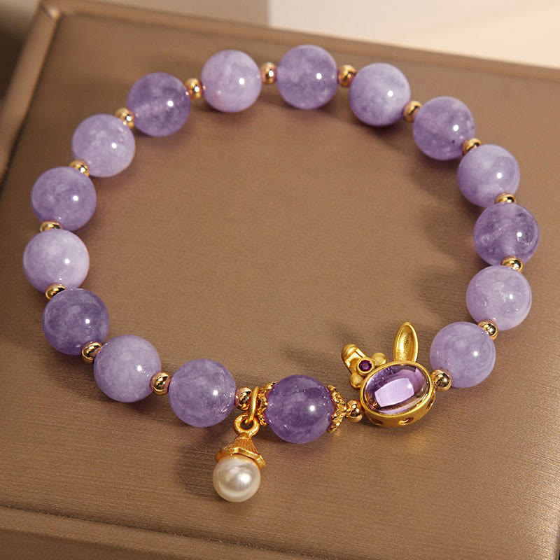 Fortune Jewel Natural Purple Quartzite Rabbit Happiness Bracelet