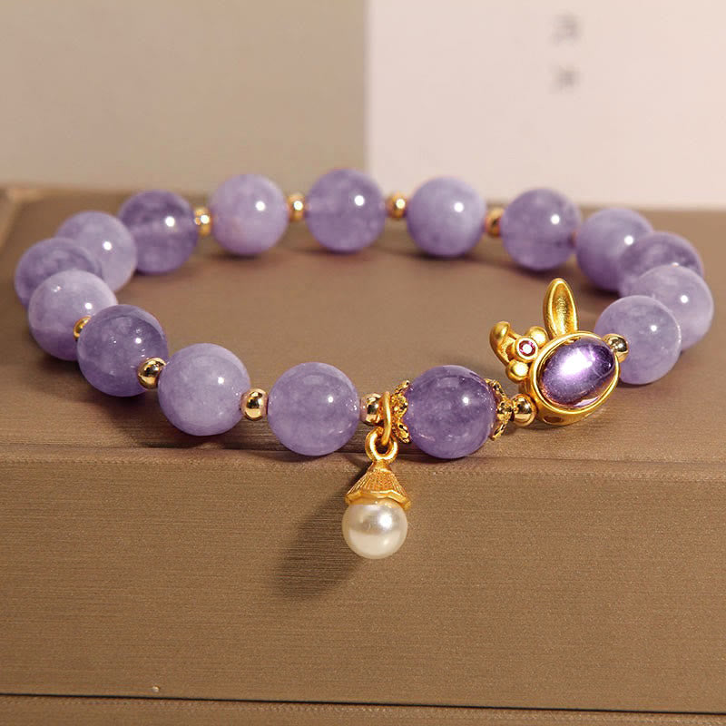 Fortune Jewel Natural Purple Quartzite Rabbit Happiness Bracelet