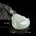 Fortune Jewel Natural Jade Laughing Buddha Prosperity Abundance Titanium Steel Chain Necklace Pendant Fortune Jewel