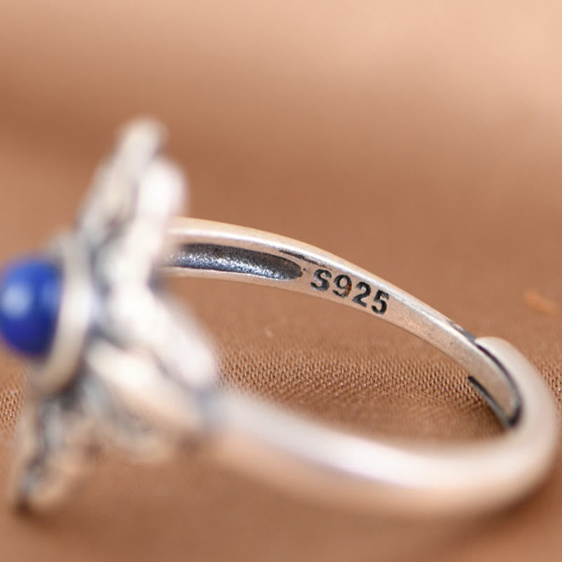 Fortune Jewel Tibet 925 Sterling Silver Natural Lazurite Positive Adjustable Ring
