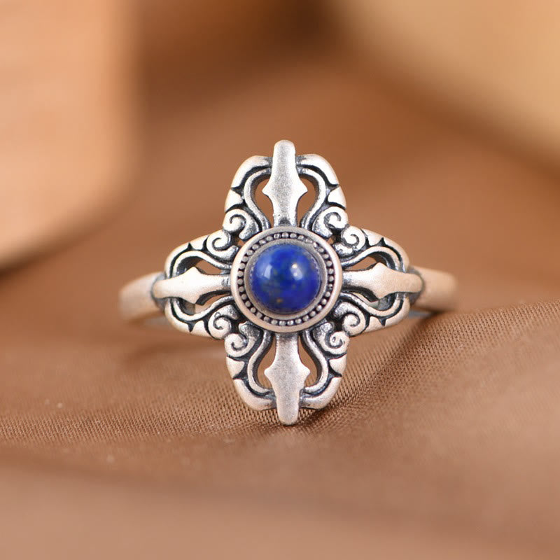 Fortune Jewel Tibet 925 Sterling Silver Natural Lazurite Positive Adjustable Ring