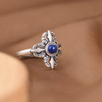 Fortune Jewel Tibet 925 Sterling Silver Natural Lazurite Positive Adjustable Ring
