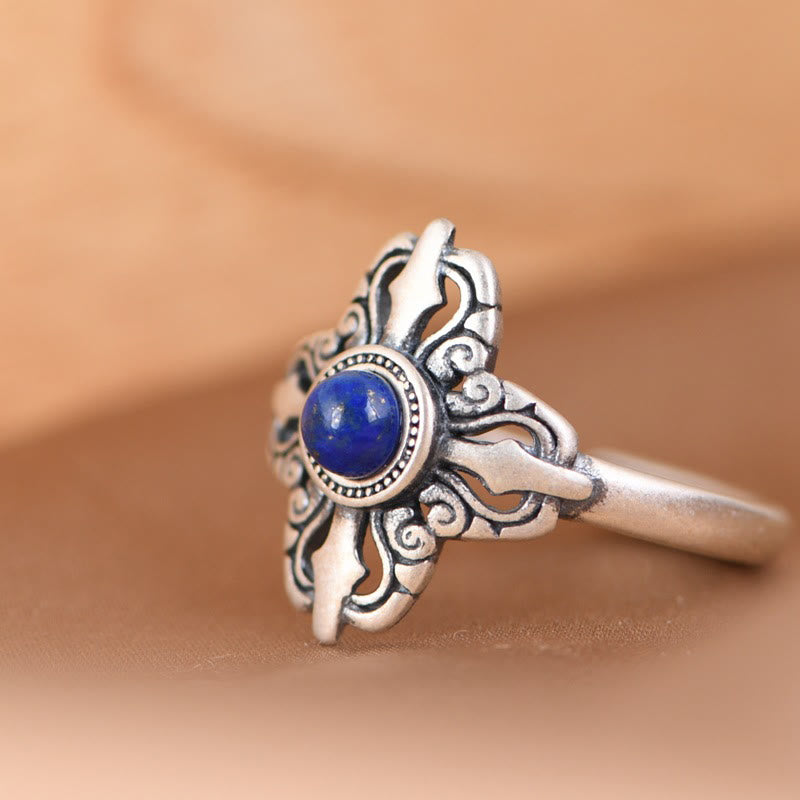 Fortune Jewel Tibet 925 Sterling Silver Natural Lazurite Positive Adjustable Ring