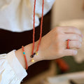 Fortune Jewel 925 Sterling Silver Plated Gold Natural Red Agate Turquoise Confidence Bracelet Necklace Pendant Ring Set