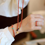 Fortune Jewel 925 Sterling Silver Plated Gold Natural Red Agate Turquoise Confidence Bracelet Necklace Pendant Ring Set