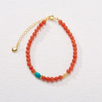 Fortune Jewel 925 Sterling Silver Plated Gold Natural Red Agate Turquoise Confidence Bracelet Necklace Pendant Ring Set