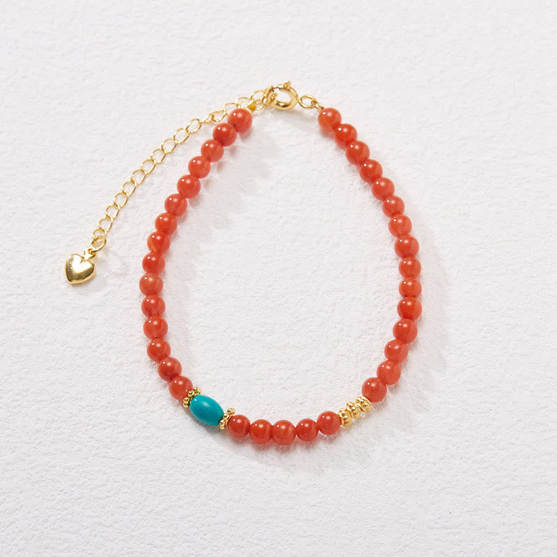 Fortune Jewel 925 Sterling Silver Plated Gold Natural Red Agate Turquoise Confidence Bracelet Necklace Pendant Ring Set