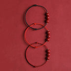 Fortune Jewel Natural Lucky Cinnabar Bead Blessing String Bracelet Anklet