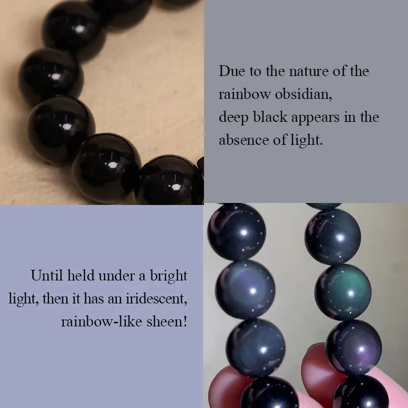 Fortune Jewel "Sending Balance and Protection" Rainbow Obsidian Bracelet Includes Gift Message Card Fortune Jewel