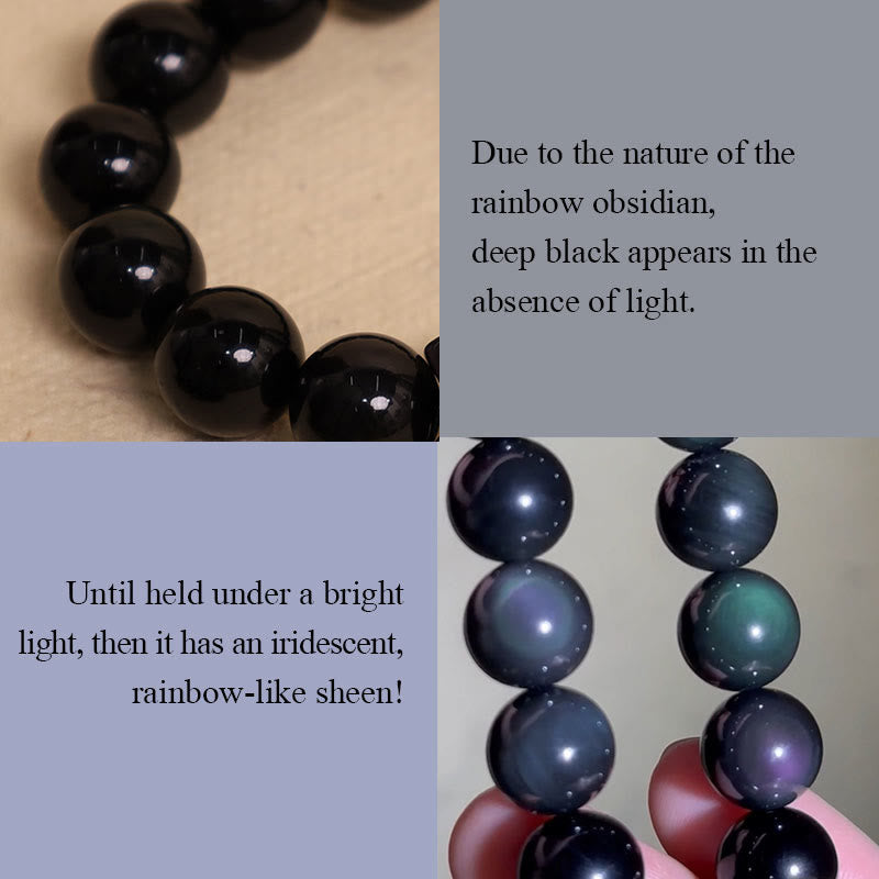 Fortune Jewel Tibetan Positive Rainbow Obsidian PiXiu Necklace