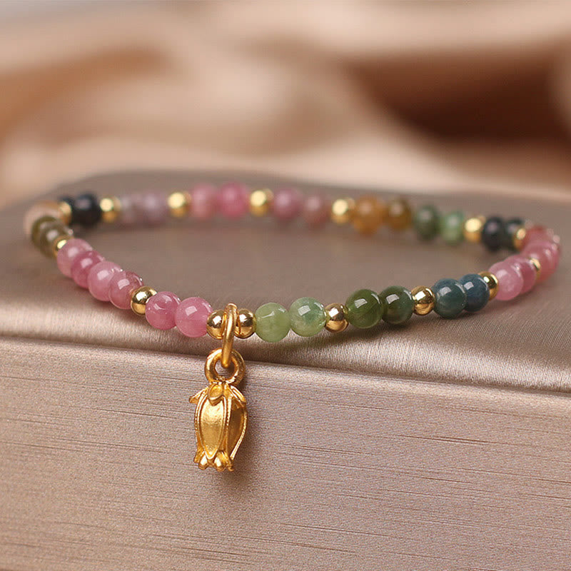 Fortune Jewel Colorful Tourmaline Flowers Positive Bracelet