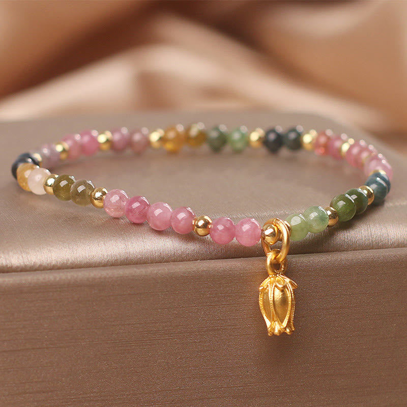 Fortune Jewel Colorful Tourmaline Flowers Positive Bracelet