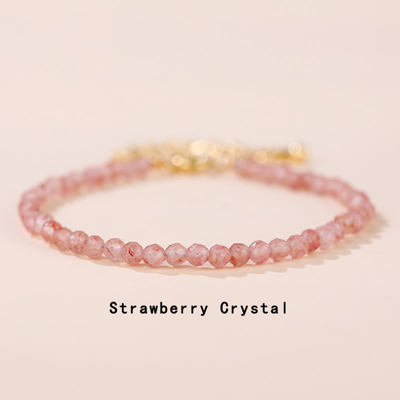Fortune Jewel Strawberry Quartz Prehnite Peridot Lazurite Pink Crystal Tourmaline Healing Chain Bracelet