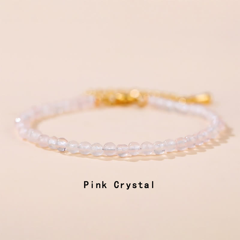 Fortune Jewel Strawberry Quartz Prehnite Peridot Lazurite Pink Crystal Tourmaline Healing Chain Bracelet