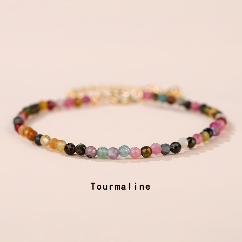 Fortune Jewel Strawberry Quartz Prehnite Peridot Lazurite Pink Crystal Tourmaline Healing Chain Bracelet
