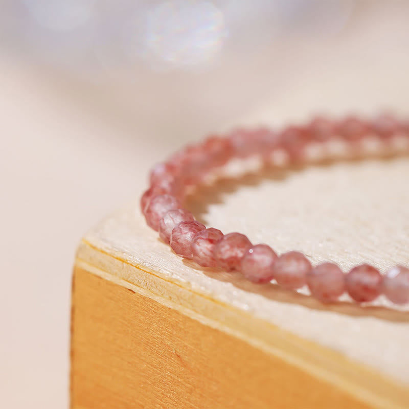 Fortune Jewel Strawberry Quartz Prehnite Peridot Lazurite Pink Crystal Tourmaline Healing Chain Bracelet
