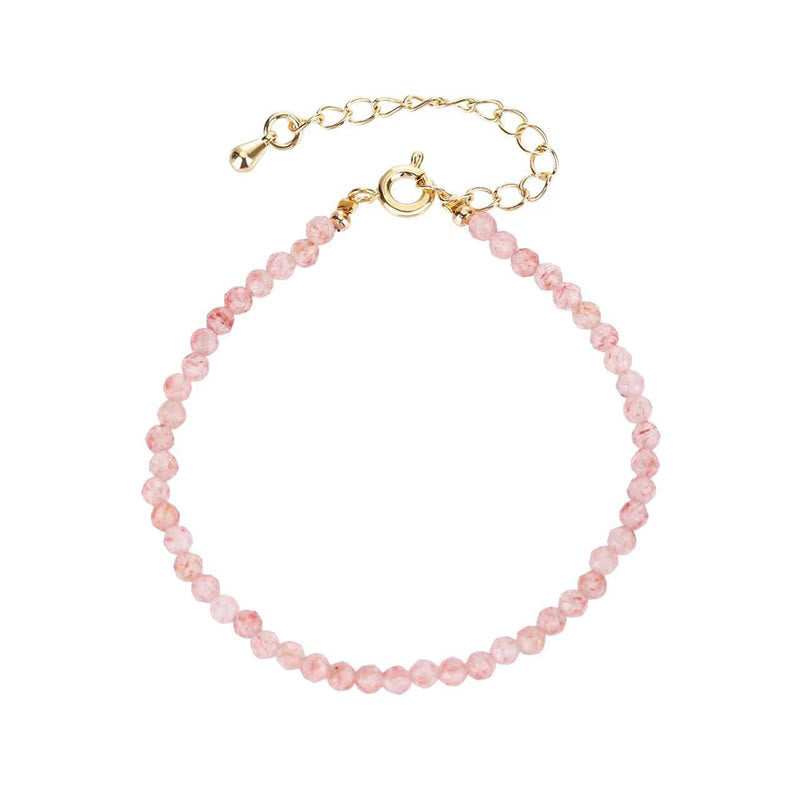 Fortune Jewel Strawberry Quartz Prehnite Peridot Lazurite Pink Crystal Tourmaline Healing Chain Bracelet