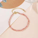 Fortune Jewel Strawberry Quartz Prehnite Peridot Lazurite Pink Crystal Tourmaline Healing Chain Bracelet