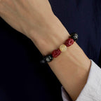 Fortune Jewel Gold Sheen Obsidian PiXiu Cinnabar Om Mani Padme Hum Protection Bracelet