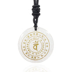Fortune Jewel Vairocana Tathagata Sanskrit Mantra Various Crystal Black Obsidian Green Aventurine Strength Necklace Pendant