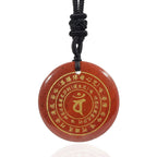 Fortune Jewel Vairocana Tathagata Sanskrit Mantra Various Crystal Black Obsidian Green Aventurine Strength Necklace Pendant