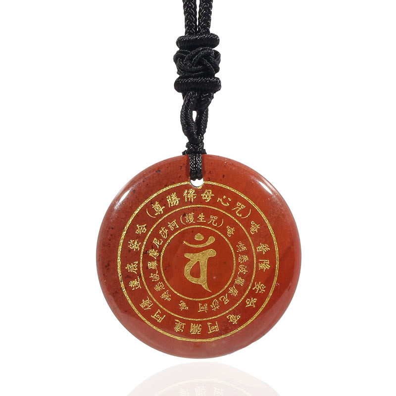 Fortune Jewel Vairocana Tathagata Sanskrit Mantra Various Crystal Black Obsidian Green Aventurine Strength Necklace Pendant