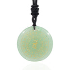 Fortune Jewel Vairocana Tathagata Sanskrit Mantra Various Crystal Black Obsidian Green Aventurine Strength Necklace Pendant