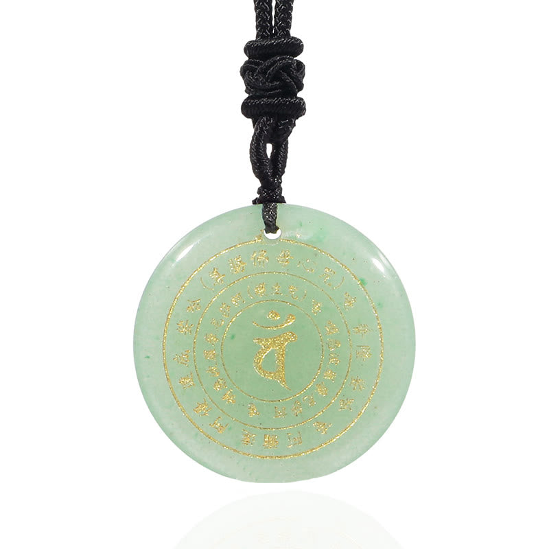 Fortune Jewel Vairocana Tathagata Sanskrit Mantra Various Crystal Black Obsidian Green Aventurine Strength Necklace Pendant