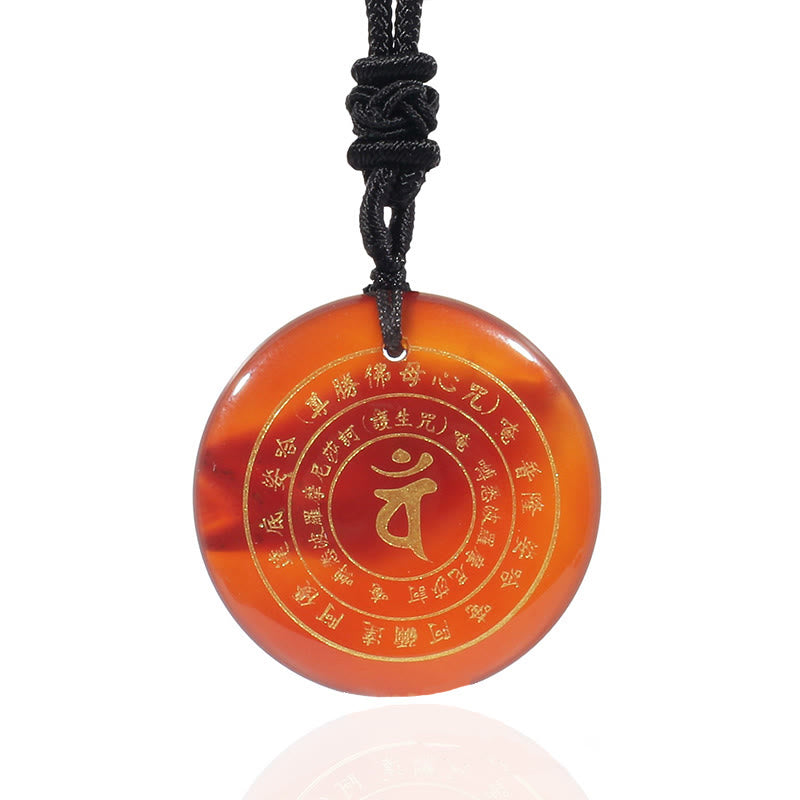 Fortune Jewel Vairocana Tathagata Sanskrit Mantra Various Crystal Black Obsidian Green Aventurine Strength Necklace Pendant