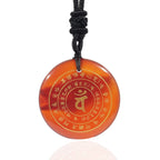 Fortune Jewel Vairocana Tathagata Sanskrit Mantra Various Crystal Black Obsidian Green Aventurine Strength Necklace Pendant