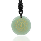 Fortune Jewel Om Mani Padme Hum Natural Various Crystal Black Obsidian Strength Necklace Pendant
