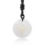 Fortune Jewel Vajra Dorje Sanskrit Pattern Natural Various Crystal Black Obsidian Fulfilment Necklace Pendant