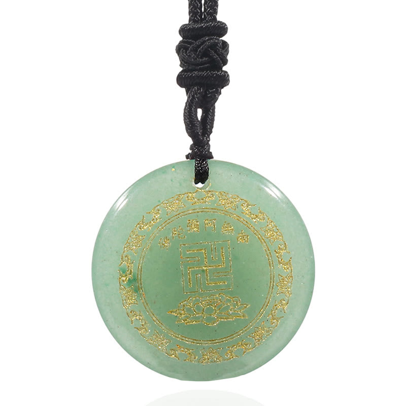 Fortune Jewel Swastika Lotus Pattern Natural Various Crystal Black Obsidian Purification Necklace Pendant