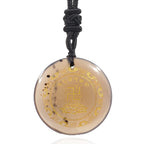 Fortune Jewel Swastika Lotus Pattern Natural Various Crystal Black Obsidian Purification Necklace Pendant