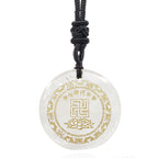 Fortune Jewel Swastika Lotus Pattern Natural Various Crystal Black Obsidian Purification Necklace Pendant