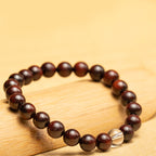 Fortune Jewel Small Leaf Red Sandalwood White Crystal Protection Bracelet