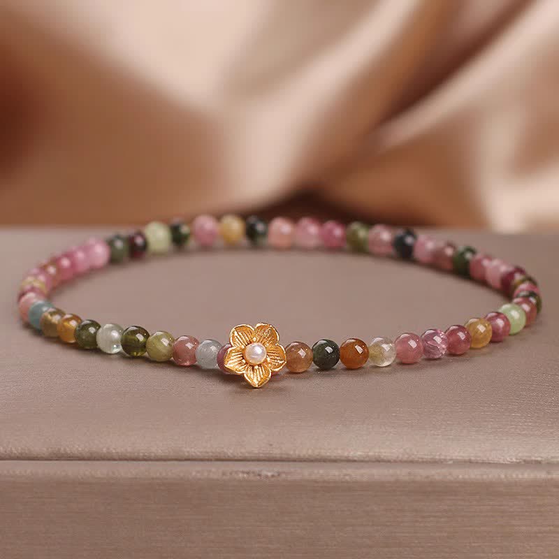 Fortune Jewel Colorful Tourmaline Flowers Positive Bracelet