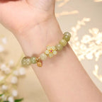 Fortune Jewel "Hoping for Peace and Blooming Joy" Green Jade Bracelet Includes Gift Message Card Fortune Jewel