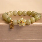 Fortune Jewel "Hoping for Peace and Blooming Joy" Green Jade Bracelet Includes Gift Message Card Fortune Jewel