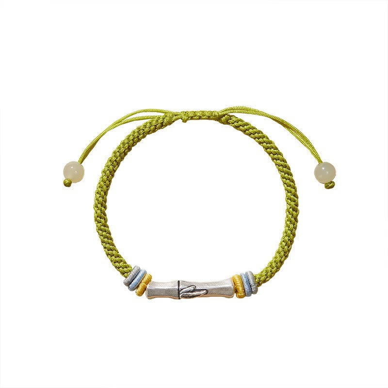 Fortune Jewel 999 Sterling Silver Red String Bamboo Enlightenment Bracelet