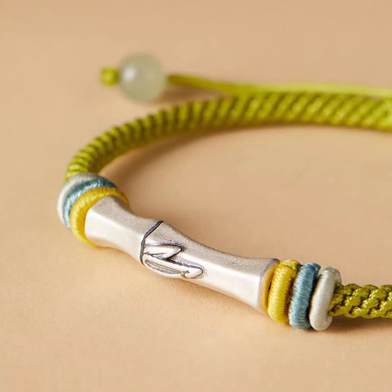 Fortune Jewel 999 Sterling Silver Red String Bamboo Enlightenment Bracelet
