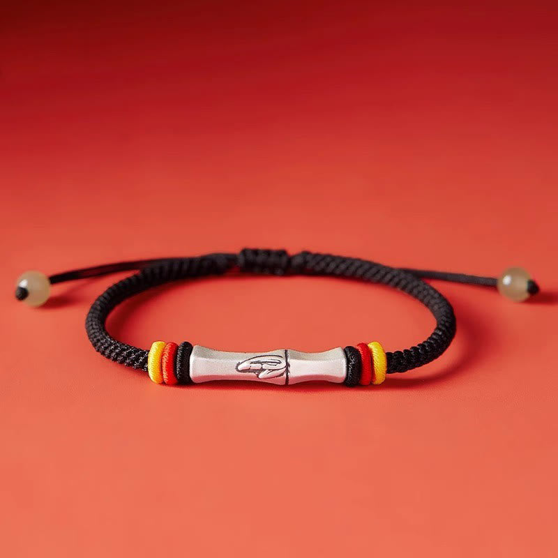 Fortune Jewel 999 Sterling Silver Red String Bamboo Enlightenment Bracelet