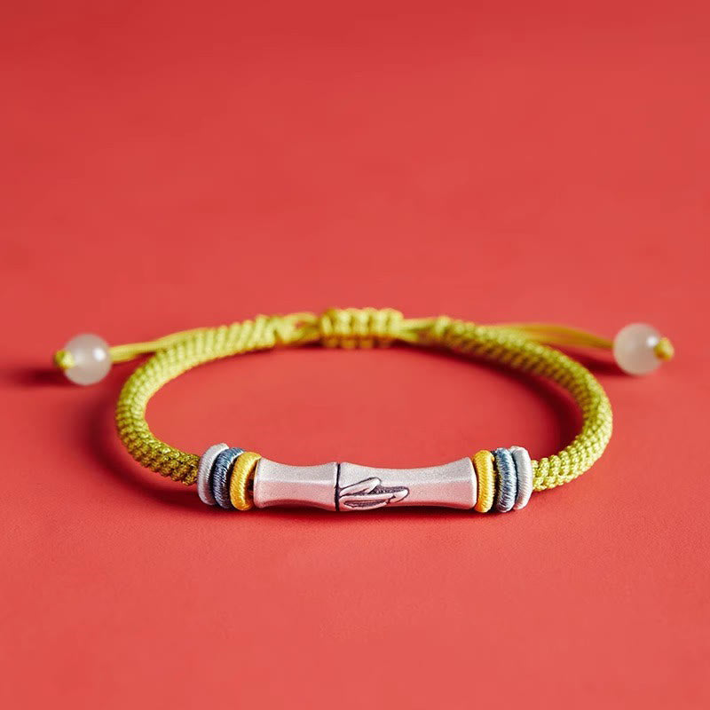 Fortune Jewel 999 Sterling Silver Red String Bamboo Enlightenment Bracelet