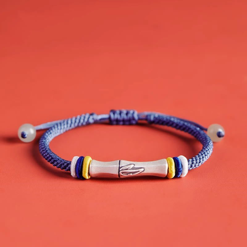 Fortune Jewel 999 Sterling Silver Red String Bamboo Enlightenment Bracelet