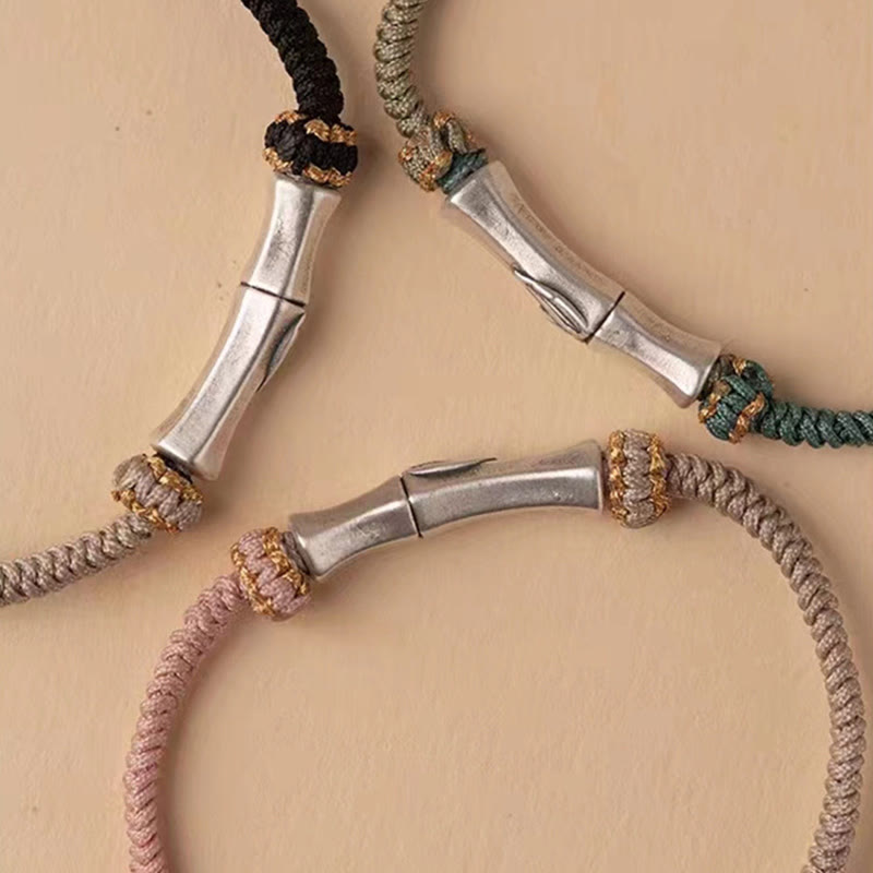 Fortune Jewel 925 Sterling Silver Bamboo Protection Braided Bracelet