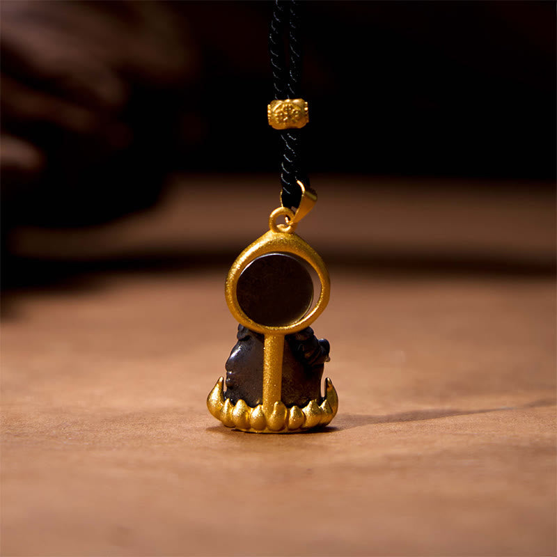 Fortune Jewel Tibetan Yellow Jambhala Yellow God of Wealth Buddha Serenity Necklace Pendant Fortune Jewel