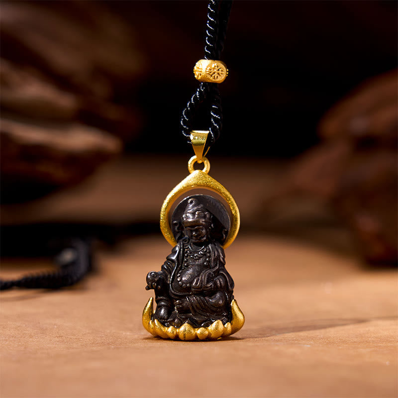 Fortune Jewel Tibetan Yellow Jambhala Yellow God of Wealth Buddha Serenity Necklace Pendant Fortune Jewel