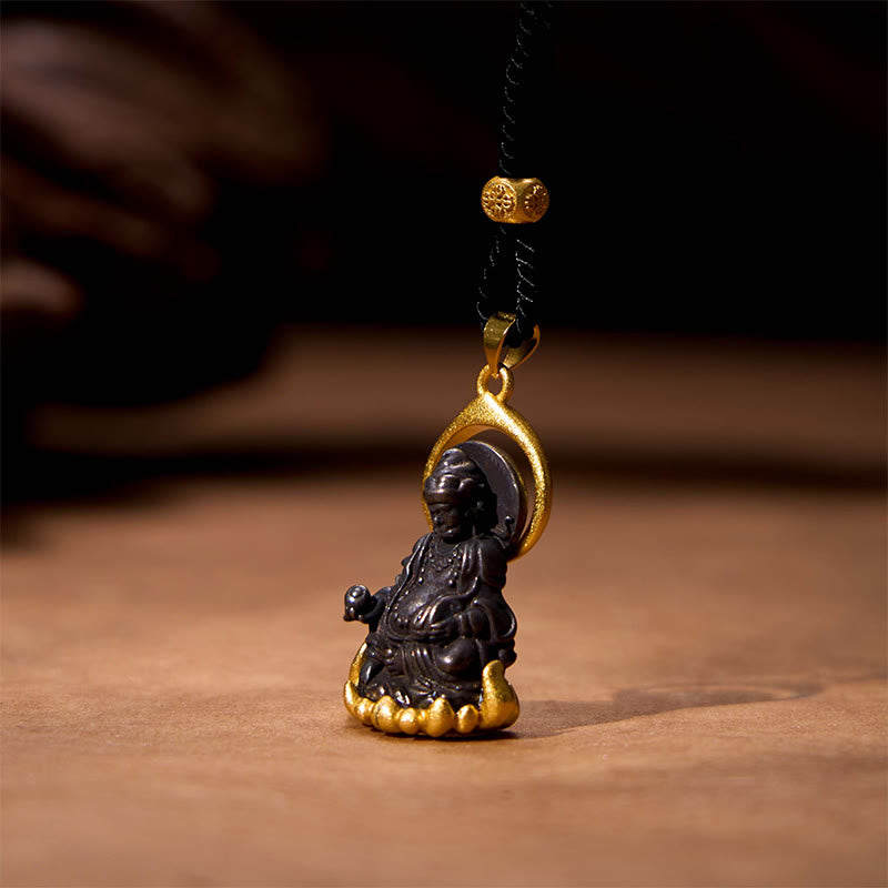 Fortune Jewel Tibetan Yellow Jambhala Yellow God of Wealth Buddha Serenity Necklace Pendant Fortune Jewel