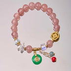 Buddha Stones "Sending Love and Harmony"Strawberry Quartz Bracelet Includes Gift Message Card Fortune Jewel