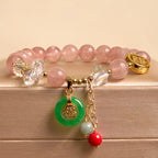 Buddha Stones "Sending Love and Harmony"Strawberry Quartz Bracelet Includes Gift Message Card Fortune Jewel